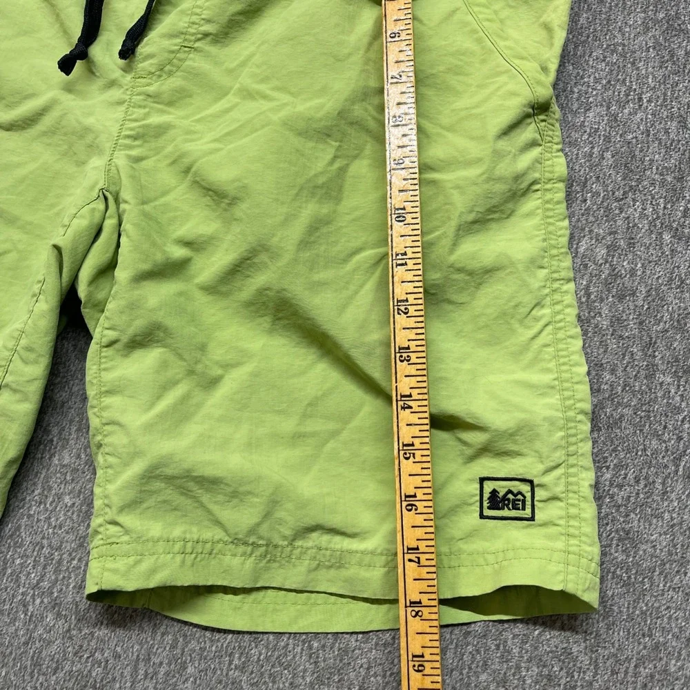 Vtg‎ REI Co-op Mens Hiking Shorts Lime Green Nylon Cargo Pockets Drawstring  S